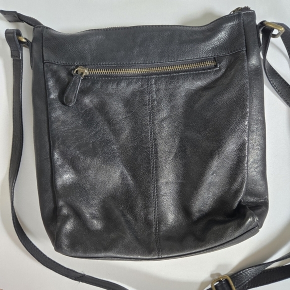 Estalon black genuine leather crossbody purse bag woven weather detail - Picture 8 of 11